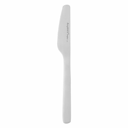 BergHOFF Leo Premium 18/10 Stainless Steel 4Pc Reusable Travel Flatware Set Knife Spoon Fork Sleeve with Silicone Sleeve Dishwasher safe, Pink