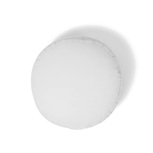 Organic Round Meditation Cushion by renoo - Durable Comfortable Cotton, Linen, Hemp - Modern Zafu - Buckwheat Floor Pillow Yoga Bolster in 15 Colors Removable Cover - 15 inches - Snow (White) - color: Snow