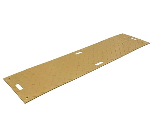 Mytee Products 10 Pk 2' x 8' - 1/2" Thick Heavy Duty Tan Ground Protection Mats with Diamond Plated Tread - Easily Supports 50 Ton Loads - HDPE Construction Mat for Equipment Lawns Landscapers - color: Tan, size: 2 x 8 Feet, style: 10 - Pack