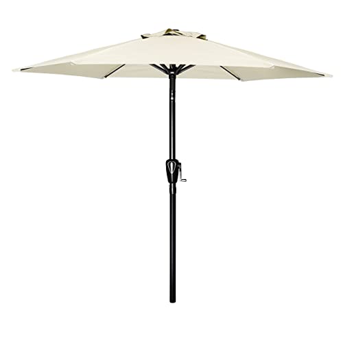 Simple Deluxe 7.5ft Patio Umbrella Outdoor Table Market Yard Umbrella with Push Button Tilt/Crank, 6 Sturdy Ribs for Garden, Deck, Backyard, Pool, Creamy White - color: Creamy White-New, size: 7.5ft
