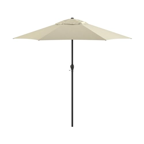 Sunline 9 ft Patio Umbrella with Crank & Push Button Tilt, Outdoor Market Umbrella with UV Protection & Wind Vent, Metal Frame for Deck, Pool & Table, Antique Beige - color: Antique Beige, size: 9 foot