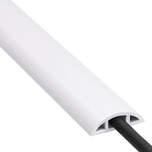 Floor Cord Cover 4ft, Cord Hider Floor White, Floor Cable Management Prevent Cable Trips, Floor Cable Cover Wire Covers for Electric Power Extension Cords, Cord Protector Cord Cavity W0.47 x H0.28