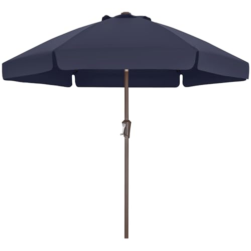 ABCCANOPY 7.5ft Scalloped Patio Umbrella, Outdoor Table Umbrella with Tilt and Crank, Fiberglass Ribs Deck Umbrella for Patio, Pool, Garden, Picnic (Navy Blue) - color: Navy Blue, size: 7.5FT