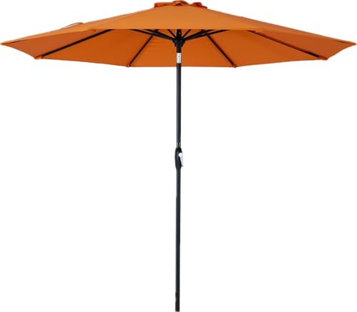 Tempera 9ft Auto Tilt Scalloped Patio Umbrellas with Fringe, Outdoor Table Umbrellas with Fade Resistant Canopy, 8 Sturdy Rids, Luxurious Vintage Umbrellas for Lawn, Pool, Deck, Balcony - color: Brick, size: 9 FT