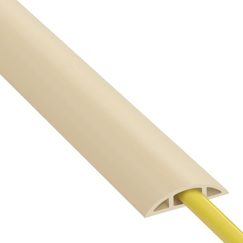 ZhiYo 4ft Cord Hider Floor for 1 Small Wire, Soft PVC Cord Covers for Wires on Floor, Wire Cover to Hide Power Cords, Cable Cover Protect Cords, Cable Cavity: W0.47in x H0.28in Ivory Beige - color: Ivory Beige, size: W1.2'' x L4'
