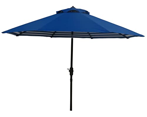9ft Market Patio Umbrella Canopy - 8 Ribs Canopy Replacement - UV Protective UPF 50+ and Fade Resistant Patio Canopy - Wind Vent Replacement Canopy Cover (Canopy Only) (Purple) - color: Royal/Royal Blue White Stripe