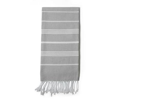 Turkish Beach Towel 100% Organic Cotton Extra Large Oversized (39 x 71 Inches) Quick Dry Sand Free Light Weight Prewashed for Bath Beach Gym Yoga Travel Towel Blanket (Cloud Grey) - color: Cloud Grey