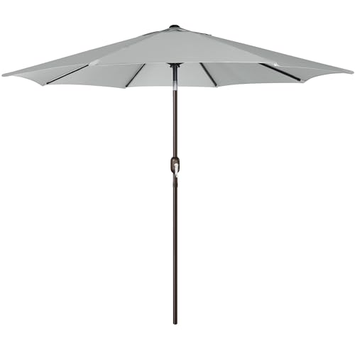 Blissun 9' Outdoor Patio Umbrella, Outdoor Table Umbrella, Yard Umbrella, Market Umbrella with 8 Sturdy Ribs, Push Button Tilt and Crank - color: Grey