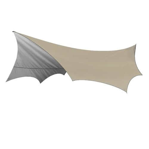 5.1x5.1m Large Tarp Waterproof Shade Sail Sun Shelter Camping Awning Tent Sunshade Outdoor Garden Canopy(Khaki)