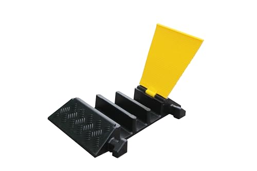 Kable Kontrol Atlas Heavy Duty Cable Protector - 22.5° Degree Left Turn - 3 Channel - CP9986 Compatible - Black & Yellow - Speed Bump and Wire Protector Turn for Indoor & Outdoor Use - size: 3 Channel - Left Turn