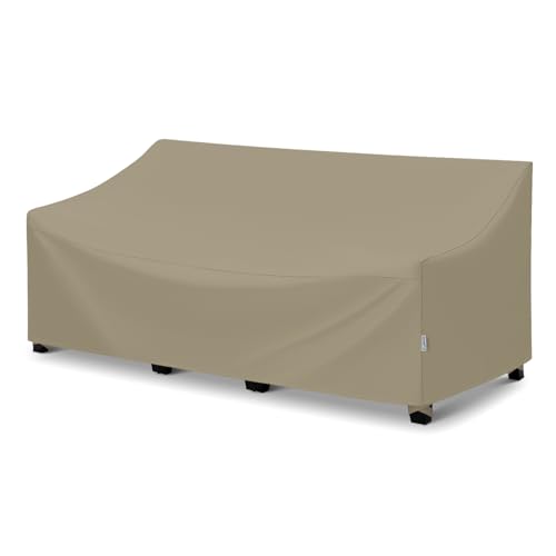 SunPatio Outdoor Couch Cover 80 Inch, Heavy Duty Waterproof 3-Seater Patio Sofa Cover with Seam Taped, Fade & Wind & Rip Resistant, 80" W x 36" D x 30" H, Taupe - size: 80" W x 36" D x 30" H