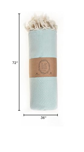 Beach Towel | Cotton Beach Towels, Easy to Carry, Sand Free, Highly Absorbent, Quick Dry, Turkish Towels for Travel Camping Bath Sauna Beach Gym Pool Yoga SPA by Lahammam, Akasya, Aqua - color: Aqua, size: Akasya
