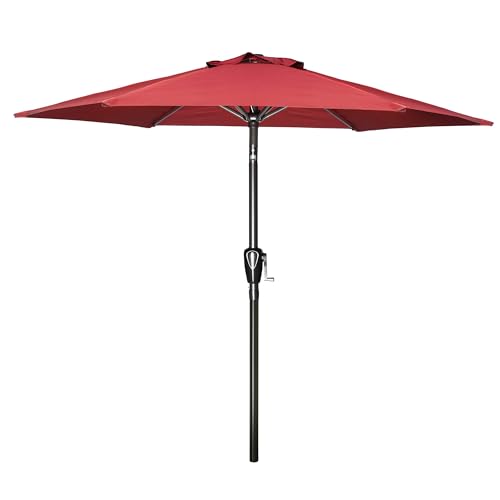 Simple Deluxe 7.5ft Patio Umbrella Outdoor Table Market Yard Umbrella with Push Button Tilt/Crank, 6 Sturdy Ribs for Garden, Deck, Backyard, Pool, Red - color: Red-New, size: 7.5ft
