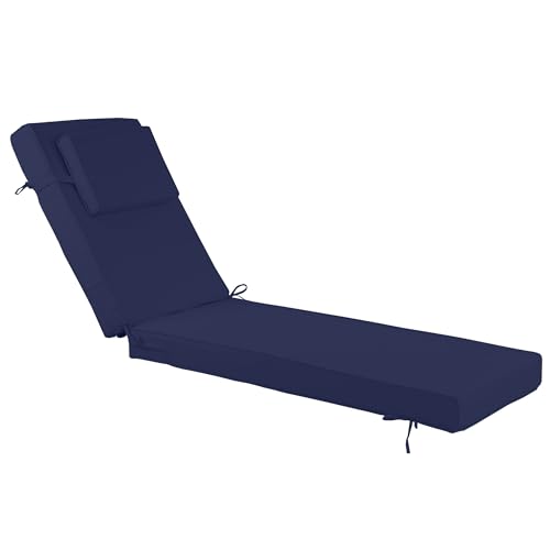 Chaise Lounge Cushions Outdoor 72x21x4 Inch, Patio Lounger Chair Cushion with Removable Cover, Fade Resistant Replacement Pad for Outdoor Furniture (Navy Blue, 72x21x4 inch) - color: Navy Blue