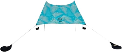 Neso Portable Beach Tent Sun Shelter - Lightweight Beach Shade Canopy - Easy Setup for Family Outings - Patented Reinforced Corners - UPF 50+ Sun Protection - color: Aqua Fronds