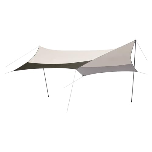 Camping Tarp Flysheet Shelter Sun Shade Canopy Waterproof Outdoor Picnic(440 White Green)