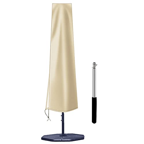 OKPOW Umbrella Cover 420D Oxford Fabric Patio Umbrella Covers Waterproof with Zip, for 9ft to 12ft Garden Outdoor Umbrella (Beige) - color: Ecru, size: Fit for 9-12 Feet Market Umbrella