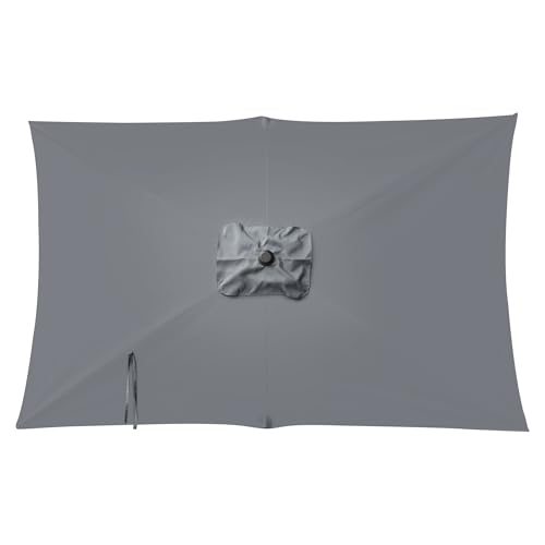 Blissun Rectangular Patio Umbrella, Table Market Umbrella with Tilt and Crank, Outdoor Umbrella for Garden, Deck, Backyard, Pool and Beach - color: Dark Grey, size: 6.5 x 10 FT