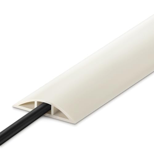 10FT Floor Cord Cover, Beige Cord Hider, Durable Cord Covers, Cable Floor Cover, Floor Cord Protector, Hide Cords, 10 Inches Length, 0.47" W x 0.24" H - color: Beige, size: W2" × L10'