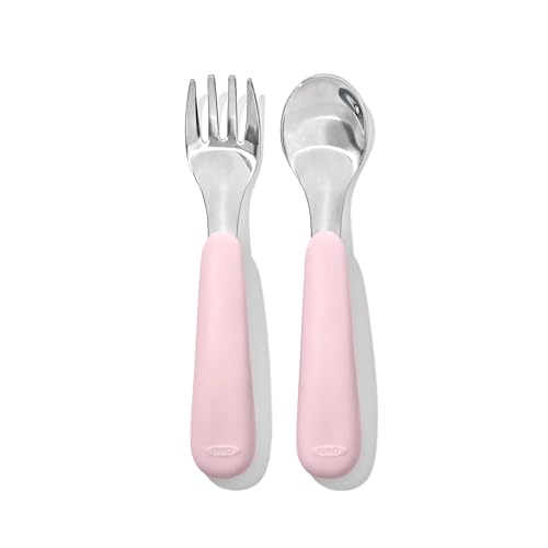 OXO Tot On-The-Go Fork and Spoon Set - Blossom - color: Blossom