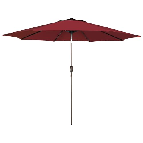 Blissun 9' Outdoor Patio Umbrella, Outdoor Table Umbrella, Yard Umbrella, Market Umbrella with 8 Sturdy Ribs, Push Button Tilt and Crank - color: Burgundy