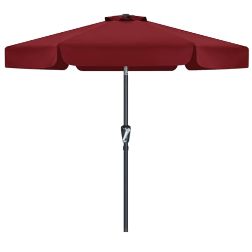 MASTERCANOPY Valance Patio Umbrella for Outdoor Table Market (7.5ft, Burgundy) - color: Burgundy, size: 7.5FT