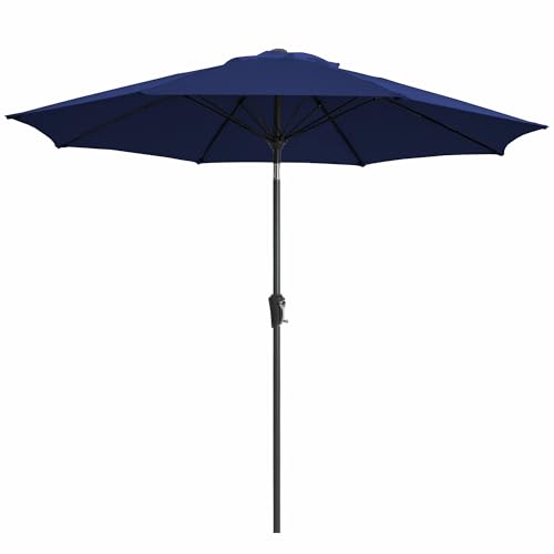 JEAREY 9FT Outdoor Patio Umbrella,Market Table Umbrella with 8 Fiberglass Ribs, Pool Umbrella with Tilt and Crank, UV Protection Lightweight & Wind-Resistant for Lawn, Garden, Deck and Backyard, Navy - color: Navy