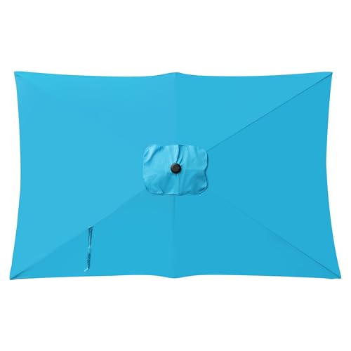 Blissun Rectangular Patio Umbrella, Table Market Umbrella with Tilt and Crank, Outdoor Umbrella for Garden, Deck, Backyard, Pool and Beach - color: Light Blue, size: 6.5 x 10 FT