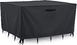 Tempera Patio Furniture Cover, Outdoor Table Covers Waterproof Square, Heavy Duty Deck Furniture Covers for Winter, 96''W x 96''L x 27.8''H, Grey - color: Grey, size: 96''L x 96''W x 27.8''H