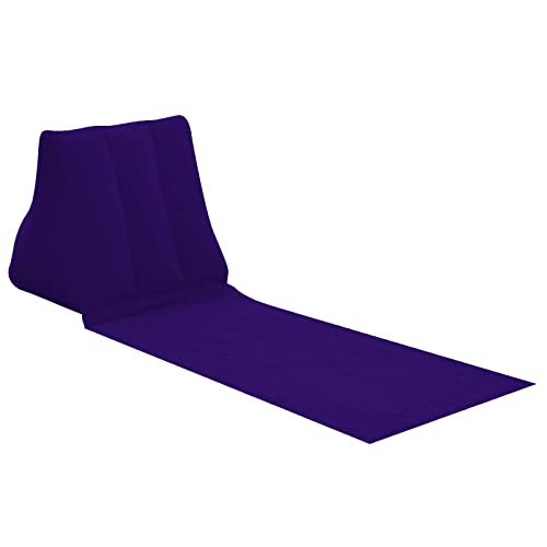 2X Inflatable Outdoor Sun Bath Beach Mat Pillows Flocking Beach Chairs with Backrest Inflatable Lounger for Portable Travel Camping - color: Deep Purple