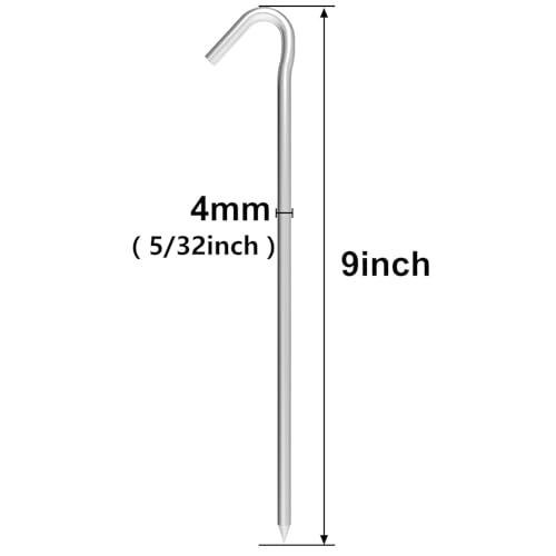 9 Inch Tent Stake Yard Inflatable Stakes Metal Tent Pegs Heavy Duty Ground Stake Fence Hooks Camping Spikes for Canopies, Tarp and Outdoor Christmas Decorations (30)