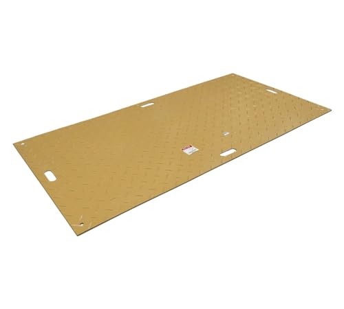 Mytee Products 3' x 6' Ground Protection Mats with Double Sided Diamond Plated Tread Design - High Density Polyethylene Mat, Easily Supports 60 Ton Loads on Lawns, Dirt, and Any Other Areas (12 Pack) - color: Tan, size: 3 x 6 Feet, style: 12 - Pack