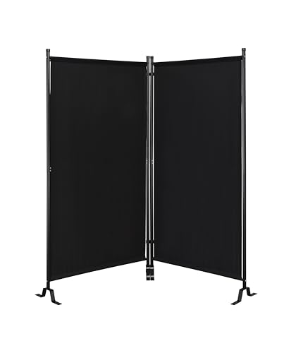 Proman Products - Galaxy 2 Panel Section Privacy Folding Screen Divider, Water Repellent Fabric Room Divider with Black Powder Coated Metal Frame for Indoors or Outdoors (Black) - color: Black, size: 2 Panel