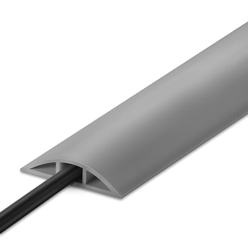 10FT Floor Cord Cover, Grey Cord Hider Floor, Durable Cord Covers for Wires on Floor, Cable Floor Cover Power Cord Cover, Floor Cord Protector Hide Cords on Floor Cord Cavity: 0.47" W x 0.24" H - color: Grey, size: W2" × L10'