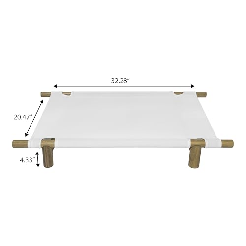 DBD5000A Chester 32" Modern Minimalist Wood Frame Elevated Outdoor Dog Bed, Snow/Light Teak - color: Snow/Light Teak
