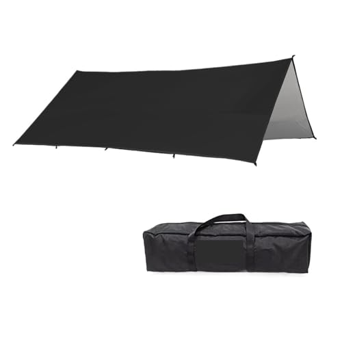 Large Camping Waterproof Tarp Oxford Outdoor Canopy Sun Shelter Tent Tourist Awning Shade(BK with 2.4m Pole)