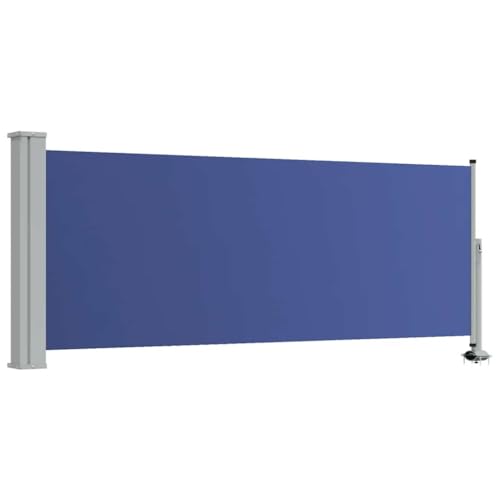 vidaXL Retractable Side Awning for Patio Awning Side Blind Sun Shelter Garden Patio Balcony Outdoor UV Resistant 100 x 300 cm Blue - color: Blue, size: 100 x 300 cm