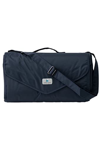 Little Unicorn 5'x5' Outdoor Family Picnic & Beach Blanket | Durable & Water-Resistant Fabric | Compact Fold & Easily Wipes Clean | Zipper Pocket (Navy Plaid) - color: Navy Plaid, size: 5 x 5