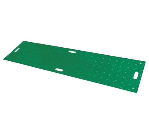 Mytee Products 5 Pk 2' x 8' Green Ground Protection Mats with Double Sided Diamond Plated Tread Design - High Density Polyethylene Mat, Easily Supports 50 Ton Loads on Lawns, Dirt, and Any Other Areas - color: Green, size: 2 x 8 Feet, style: 5 - Pack