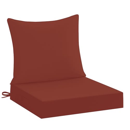 downluxe 19x19 Outdoor Chair Cushions, Waterproof Fade Resistant Patio Furniture Cushions with Handle & Removable Cover, Deep Seat Outdoor Cushions for Sofa, Couch and Patio Chairs, Brick Red - color: Brick Red, size: 19 x 19 Inch