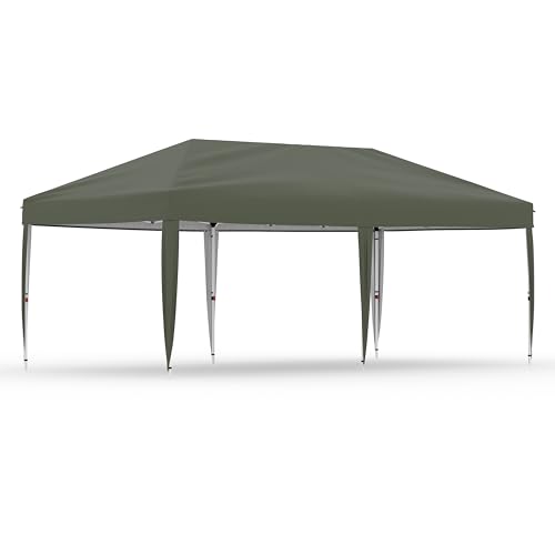 10x20 Pop Up Canopy Tent Outdoor Canopy with No Removable Sidewall One-Person Set Up Heavy Duty Commercial Instant Tent Shelter-Gray - color: Gray, size: 10x20FT/0-Sidewall