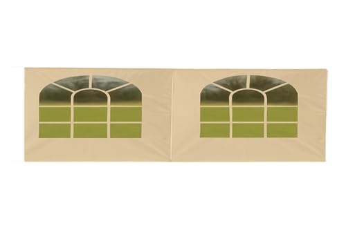 Heavy Duty Replacement Side Wall Panel with Arch Windows, 12 Mil for Party Tent Canopy (Beige 2 Window – 20 ft Valance Side Wall, Large Arch Windows, 12 Mil Heavy Duty Replacement Panel (1 Pc)) - style: Beige 2 Window – 20 ft Valance Side Wall, Large Arch