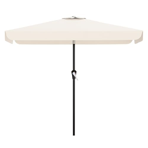 AreShark 6.5 x 10 FT Rectangular Valance Patio Umbrella, Outdoor Umbrella with Tilt and Crank, Market Table Umbrellas W/ 6 Ribs UV Protection for Garden, Deck, Backyard Pool, Cream White - color: Cream White, size: 6.5x10 FT