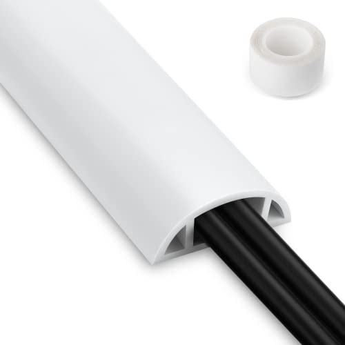 Cord Hider Floor - 3FT White Cord Cover, Soft PVC Wire Covers - Hides Cords - 0.7" W x 0.4" H - color: White, size: Large-3ft
