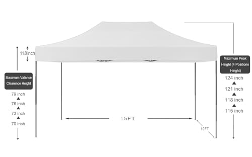 AMERICAN PHOENIX 10x15 Pop Up Tent Canopy Easy Portable Commercial Instant Canopies Outdoor Market Shelter (White, 10'x15' (Black Frame)) - color: White