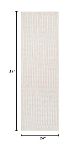 Luul Home Easy Jute Rugs 2x7 White Color Living Room Indoor Outdoor Runner Rug for Farmhouse Patio and Kitchen Rug High Traffic Washable Easy to Clean Solid Boho Woven Design Outside Carpet (2 x 7) - color: Bone, size: 2' x 7' (Rectangular)