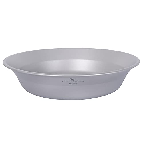 Boundless Voyage Titanium Dish Plate Bowl Set with Carry Bag Outdoor Camping Pan Tableware Cookware Mess Kit for Food Fruit Sauce Ti1112T - color: Ti1112T (bowl)