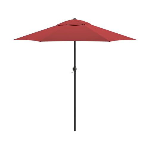 Sunline 9 ft Patio Umbrella with Crank & Push Button Tilt, Outdoor Market Umbrella with UV Protection & Wind Vent, Metal Frame for Deck, Pool & Table, Brick - color: Brick, size: 9 foot
