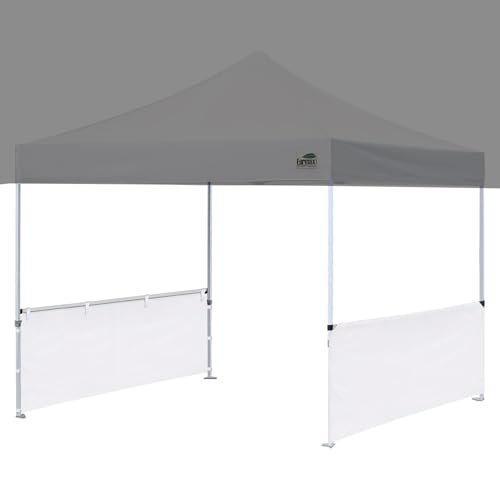 Eurmax USA 2pcs Half Sidewalls for Pop Up Canopy Tent 10'x10', 10'x15', 10'x20', 2 Half Walls with Rail Bars(White) - color: White, size: 10x10 Half Walls With Rail Bars