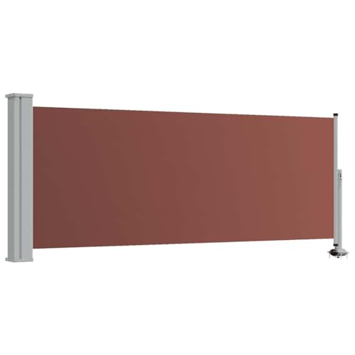 vidaXL Retractable Patio Side Canopy 100x300cm Brown - color: Brown, size: 100 x 300 cm